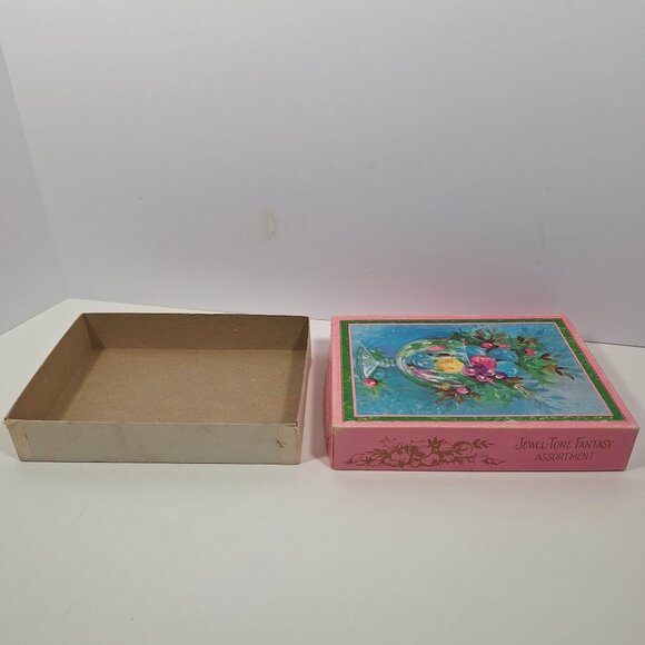 7 Jewel Tone Fantasy Christmas Card MCM 4 Vintage Glitter Quality Crest READ - Picture 13 of 16